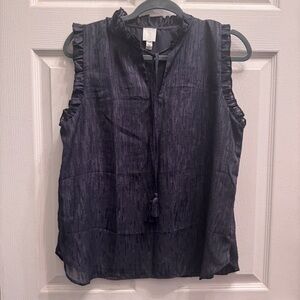 Joie NWOT Deep Grey Sleeveless Ruffle Top